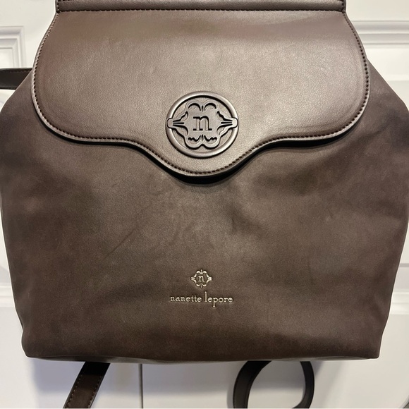 Nanette Lepore Brown Vegan Leather Logo Convertible Backpack - Picture 2 of 10